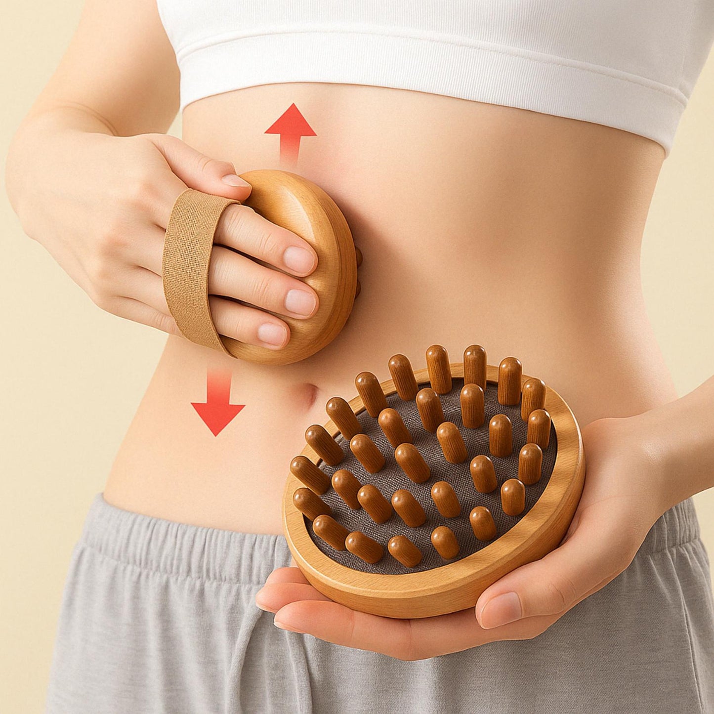 Brosse de Massage Anti-Cellulite – Soin Corps et Cuir Chevelu en Bois Naturel