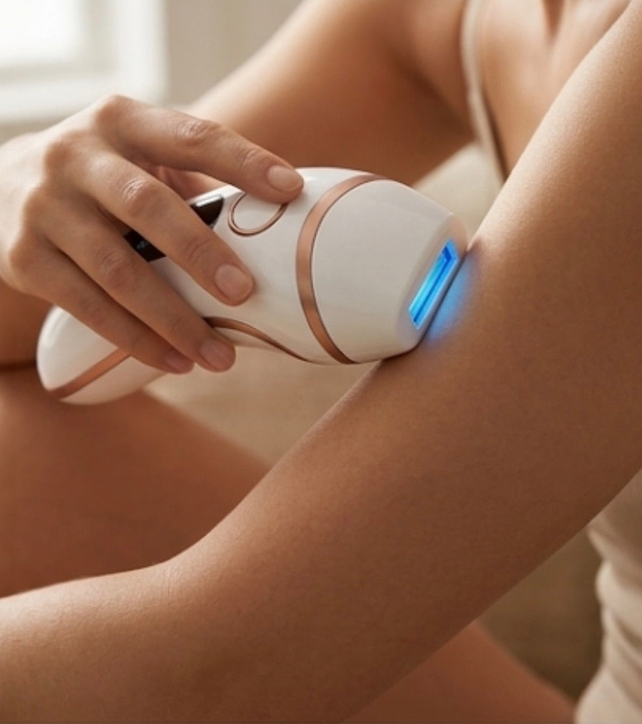 Utilisation d'un appareil d'épilation à lumière pulsée sur le bras 